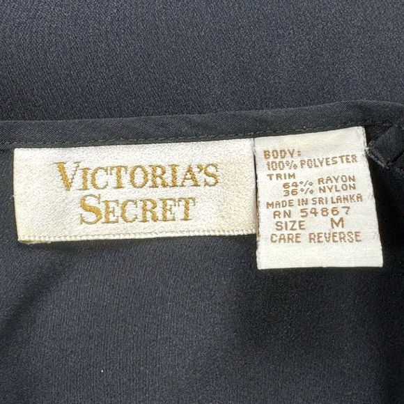 Vtg‎ Victoria's Secret Gold Label Black Satin Slip Aubergine Plum Lace Chemise M - Picture 4 of 11